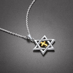 Sterling Silber Kreuz Stern David Halskette Männer Frauen