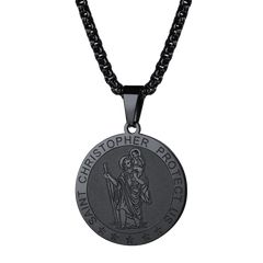 Colar Medalhão Redondo de São Cristóvão Masculino