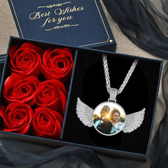 Colar com imagem de asas de anjo personalizadas, presente memorial para homens e mulheres