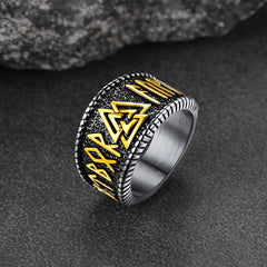 Anel de Runa Valknut Viking Nórdico Masculino