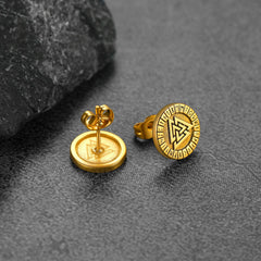 Wikinger Valknut Schwarze Ohrstecker für Männer mit Runen