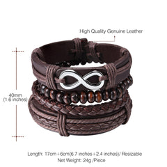 Unendlich gewebtes Manschettenseil-Lederarmband