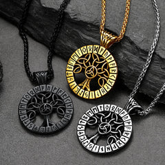 Nordische Wikinger-Runenbaum-Halskette, Amulett für Männer