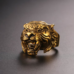 Punk Tiger Head Ring Men