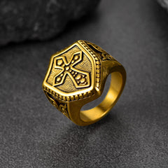 Shield Crusader Templar Cross Stainless Steel Ring Men