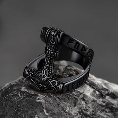 Viking Mjolnir Thors Martelo Anel Rune Homens