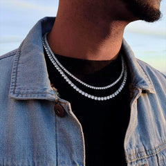 3 mm glitzernde Halskette mit Zirkonia für Männer und Frauen