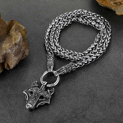 Colar com pingente de lobo viking, corrente de corda de lobo para homens