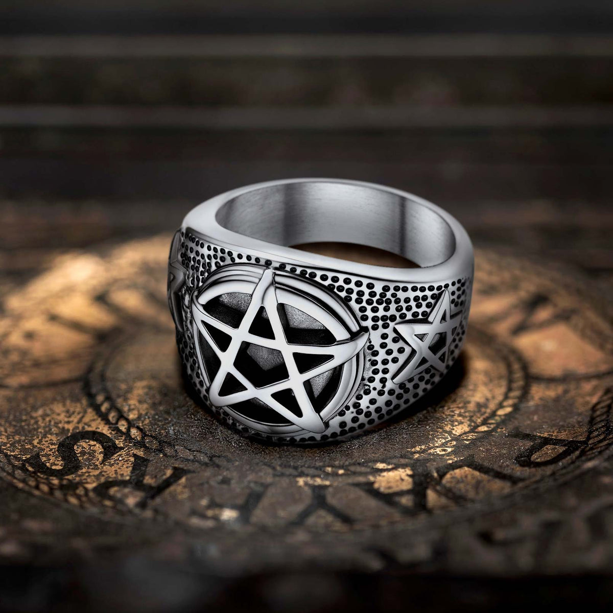Vintage Pentagram Ring Stainless Steel Ring Men