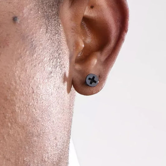 Screw Back Stud Earrings Set 3 Pairs For Men