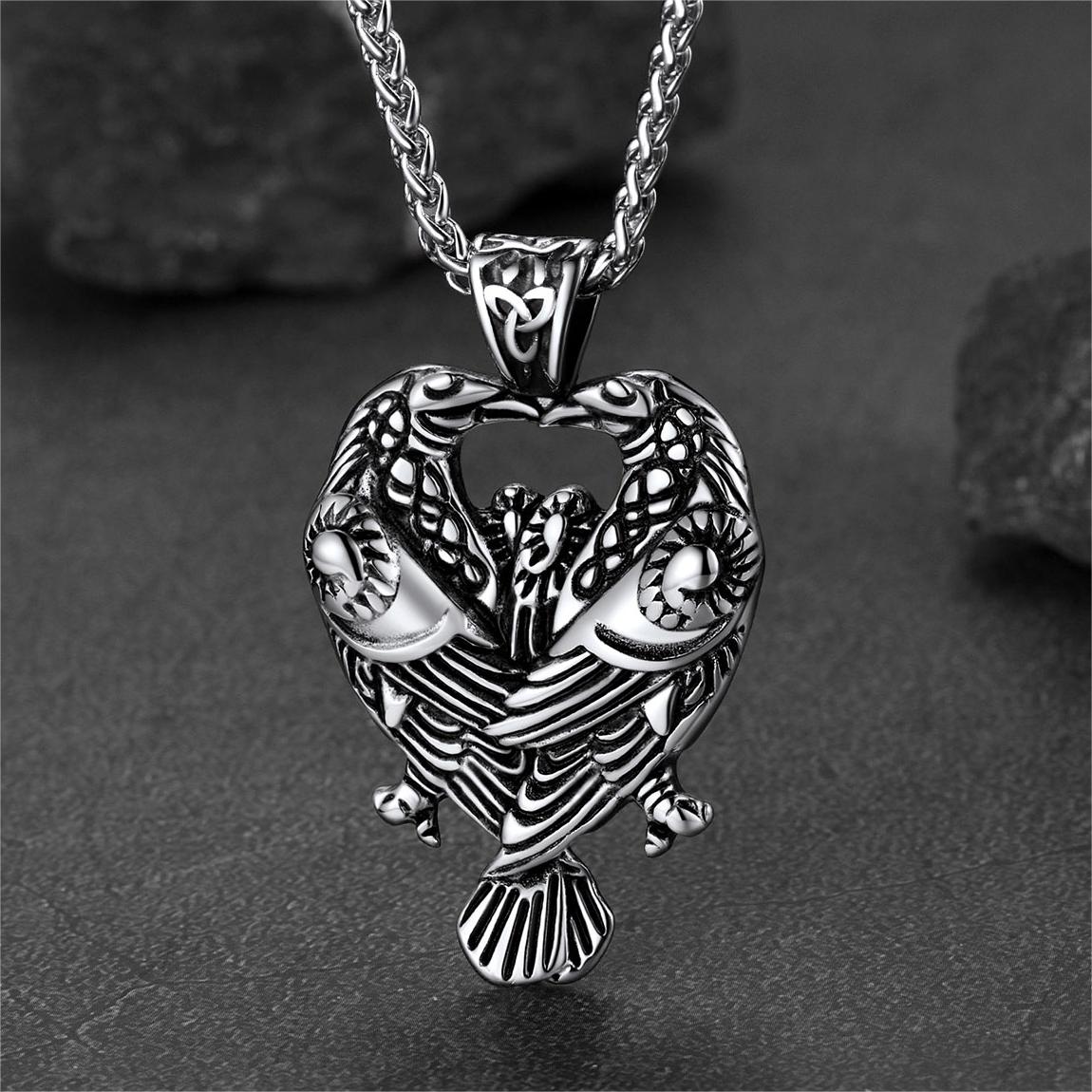 Colar Viking Odins Ravens Pingente Huginn Muninn