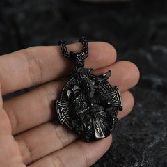 Colar com pingente de cruz de Odin Viking nórdico masculino
