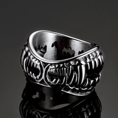 Anel de dente de vampiro gótico punk masculino