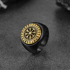 Anel Viking Bússola Vegvisir Runas Masculino