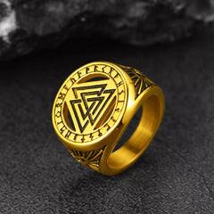 Viking Rune Valknut Signet Ring Celtic Knot