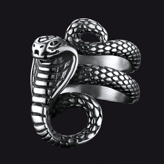 Anel de cobra gótico punk masculino