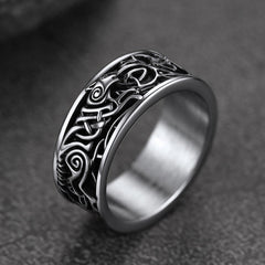 Anel masculino de lobo celta nórdico viking