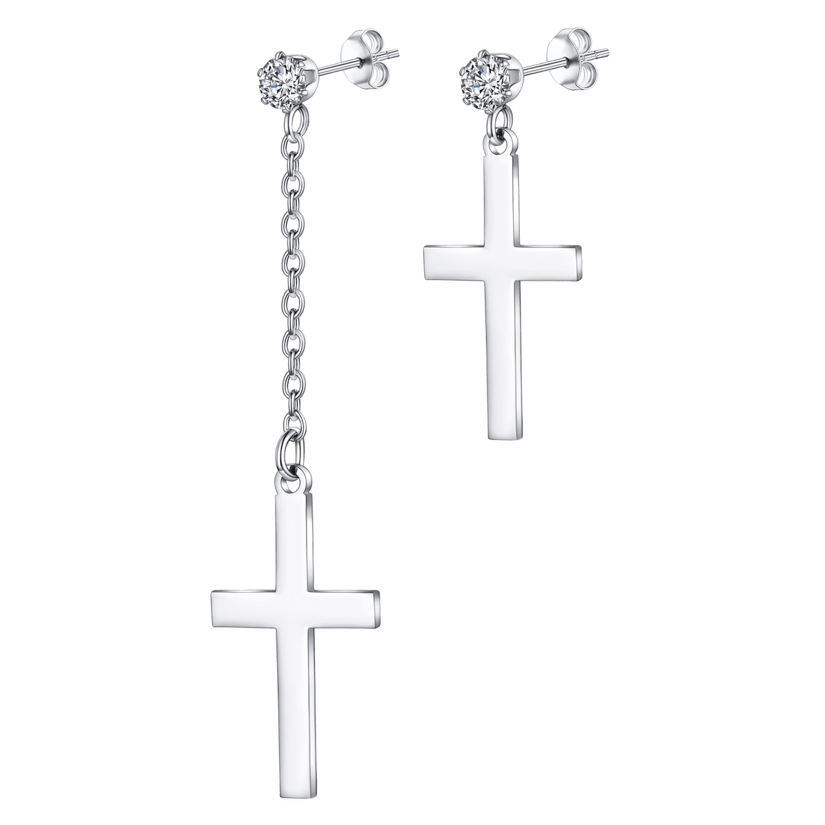 Klassische asymmetrische baumelnde Kreuz-Ohrstecker für Männer und Frauen