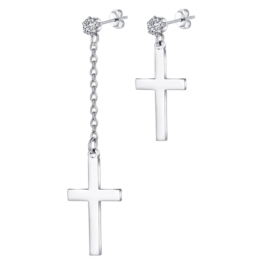 Klassische asymmetrische baumelnde Kreuz-Ohrstecker für Männer und Frauen