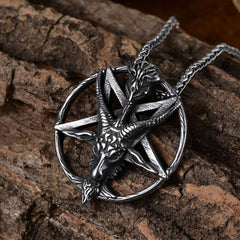 Colar de pentagrama de cabra satânico Baphomet para homens e mulheres