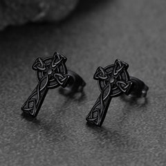 Irish Celtic Knot Cross Stud Earrings For Men