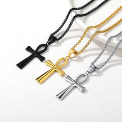Colar de cruz egípcia copta Ankh para homens e mulheres