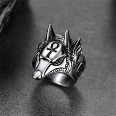 Altägyptischer Anubis-Ring Ankh-Kreuz für Männer
