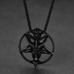 Colar de pentagrama de cabra satânico Baphomet para homens e mulheres