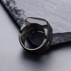 Keltischer Siegelring aus schwarzem Onyx aus Edelstahl für Herren