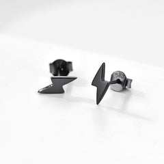 Sterling Silver Lightning Bolt Stud Earrings For Women Men