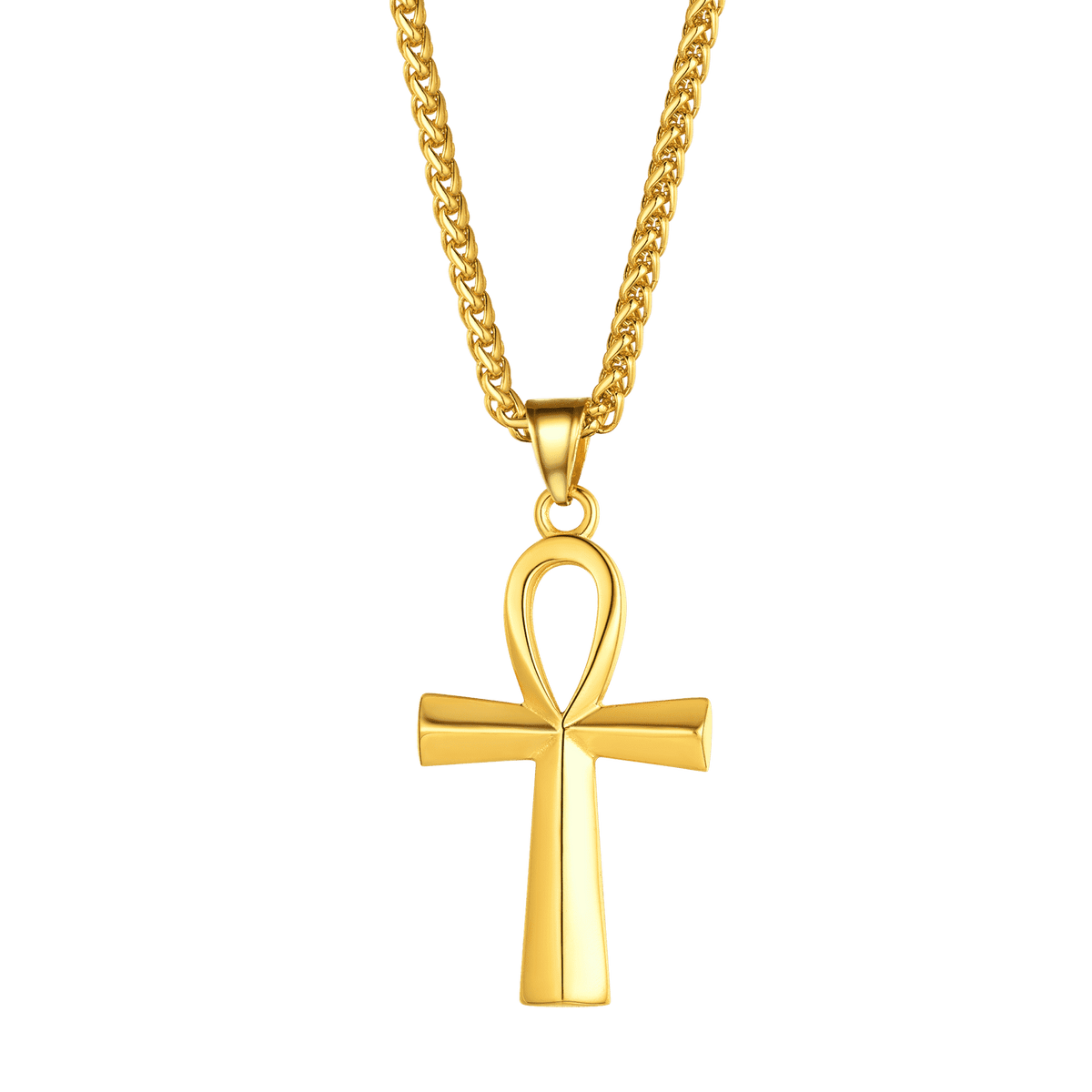 Colar de cruz egípcia copta Ankh para homens e mulheres