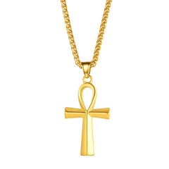 Colar de cruz egípcia copta Ankh para homens e mulheres