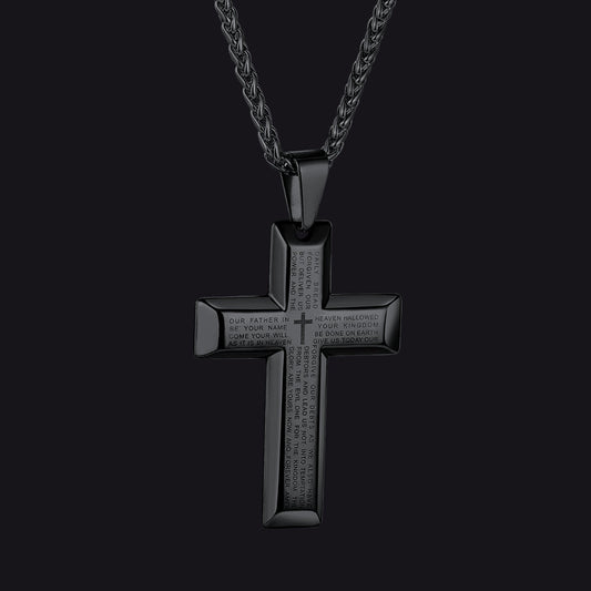 Christian Lords Prayer Kreuz Halskette Männer