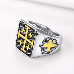 Anel de sinete masculino com cruz de Jerusalém casaivy