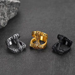 Viking Mjolnir Thors Martelo Anel Rune Homens