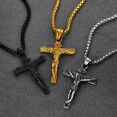 Colar católico com crucifixo e pingente de Jesus para homens e mulheres