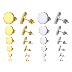 Punk Round Stud Earrings Set For Men 12 Pairs