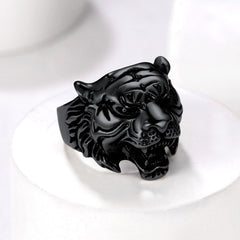 Punk Tiger Head Ring Men