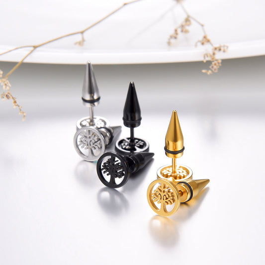 Tree of Life Stud Earrings Set for Men 3 Pairs