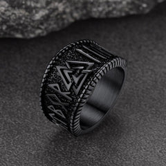Anel de Runa Valknut Viking Nórdico Masculino