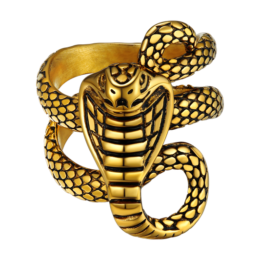 Anel de cobra gótico punk masculino