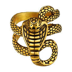 Anel de cobra gótico punk masculino