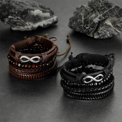 Unendlich gewebtes Manschettenseil-Lederarmband