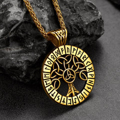 Nordische Wikinger-Runenbaum-Halskette, Amulett für Männer