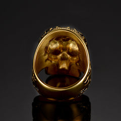 Anel masculino de aço inoxidável com caveira flamejante de fogo gótico