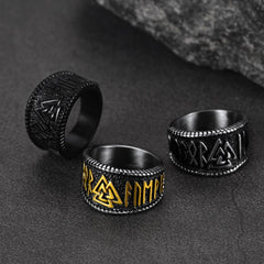 Anel de Runa Valknut Viking Nórdico Masculino