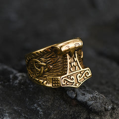 Anel de sinete Viking Mjolnir Thors Anel de martelo masculino