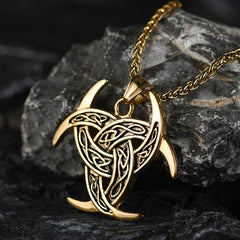 Colar Viking Triplo Chifre Odin Crescente Triquetra Charme Amuelt Masculino
