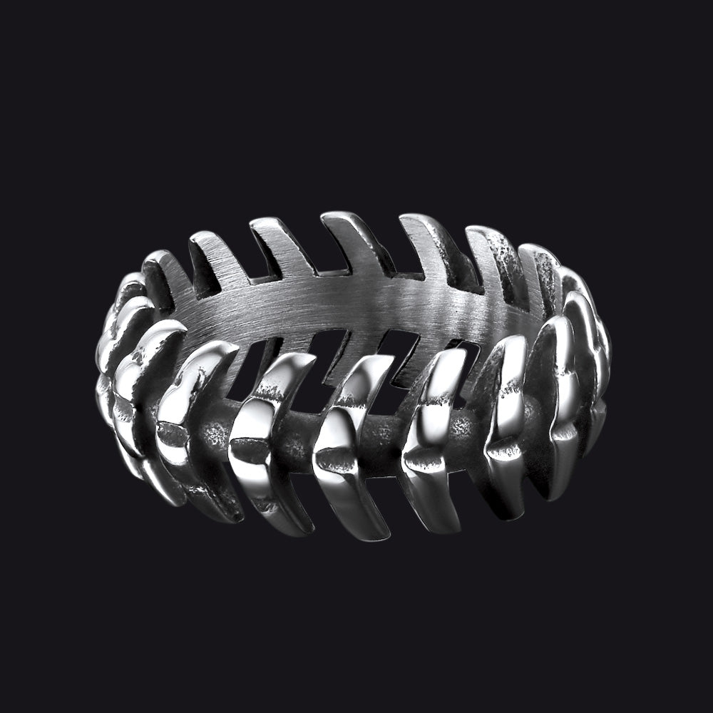 Punk Looped Bone Ring Vertebrae Band Ring Men