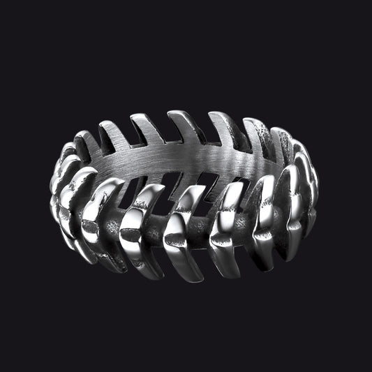 Punk Looped Bone Ring Vertebrae Band Ring Men